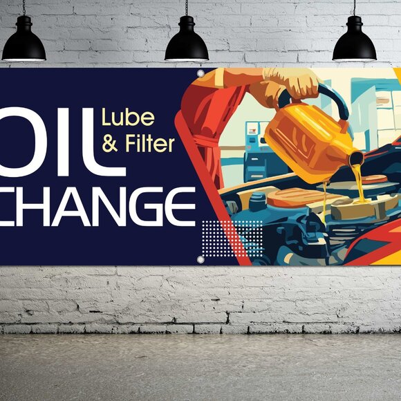 OIL CHANGE Lube & Filter Generic Vinyl Banner 6ft. Sign Auto Shop Garage Display - Picture 1 of 6